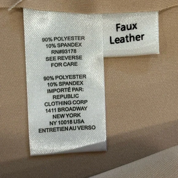 Tahari Light Beige Faux Leather Trench Coat with Waist Tie, Size Medium - Picture 12 of 16